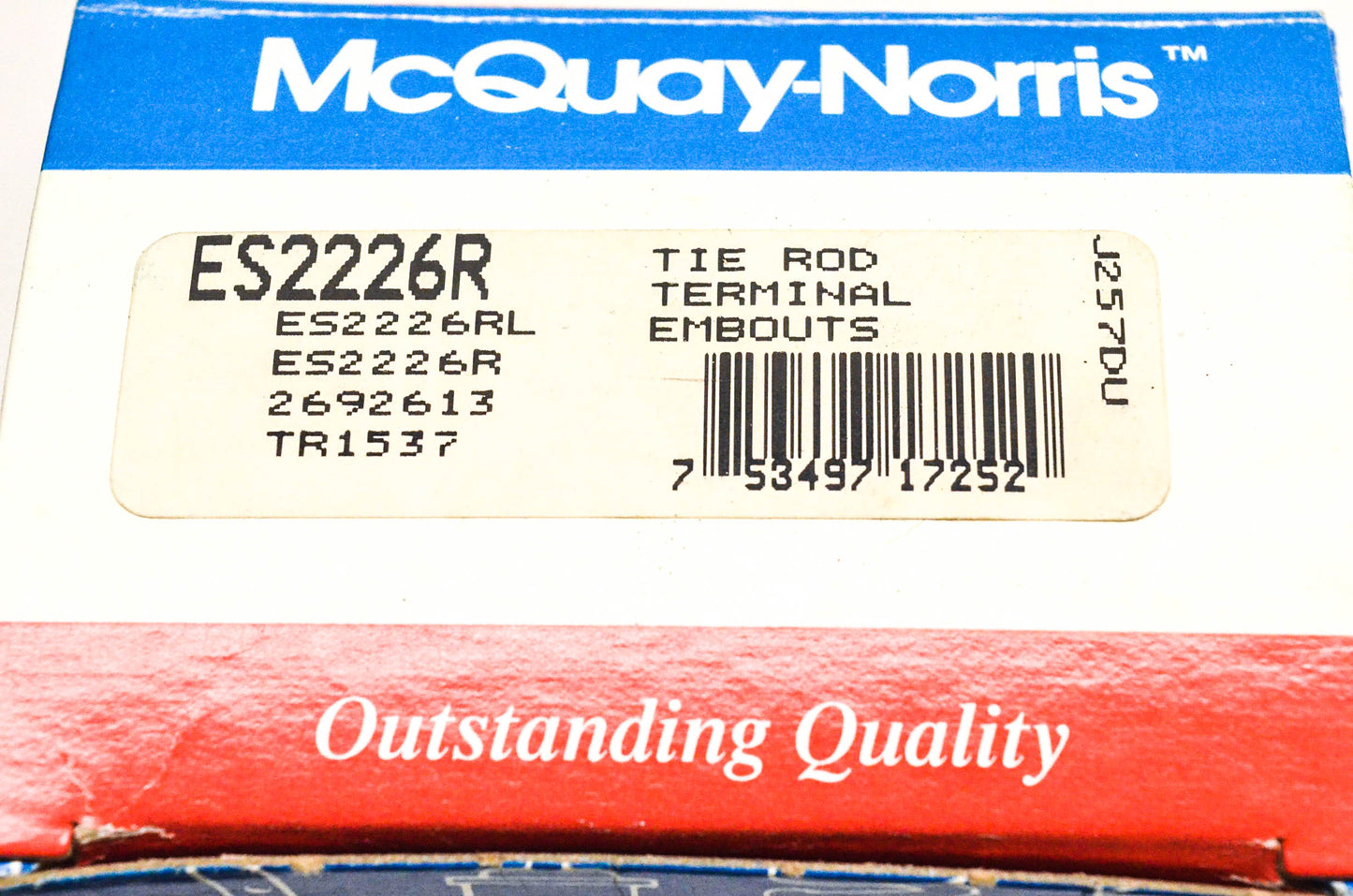 McQuay-Norris ES2226R, 2692613, TR1537 Tie Rod End Kit NOS