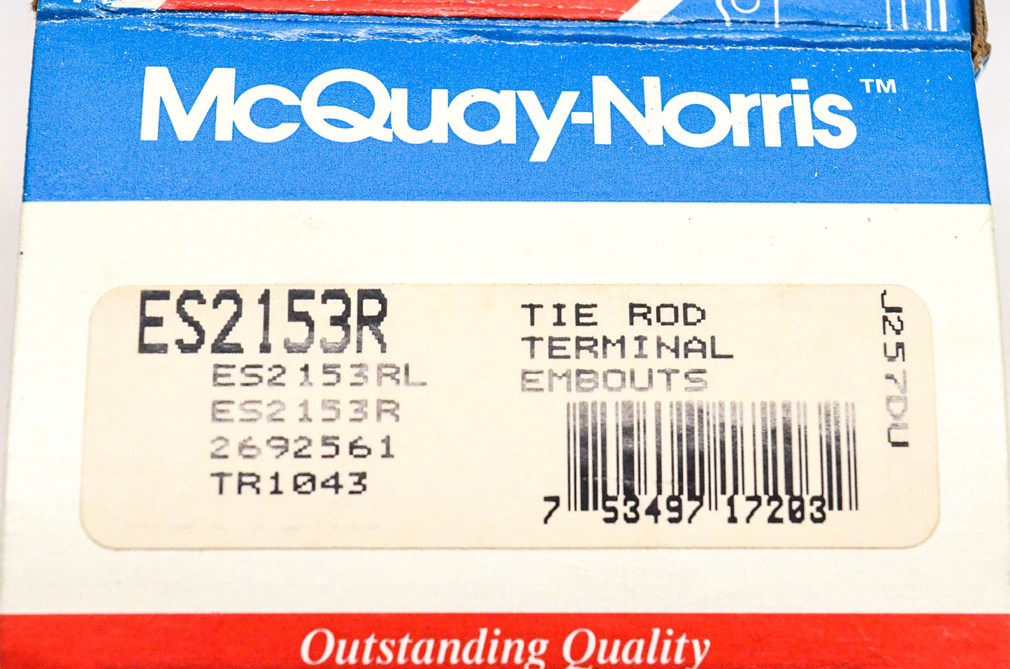 McQuay-Norris ES2153R, 2692561, TR1043 Tie Rod End Kit NOS