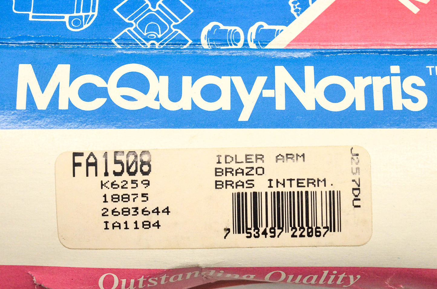 McQuay-Norris FA1508, K6259, IA1184 Idler Arm Kit 1985-1990 GMC Chevrolet NOS