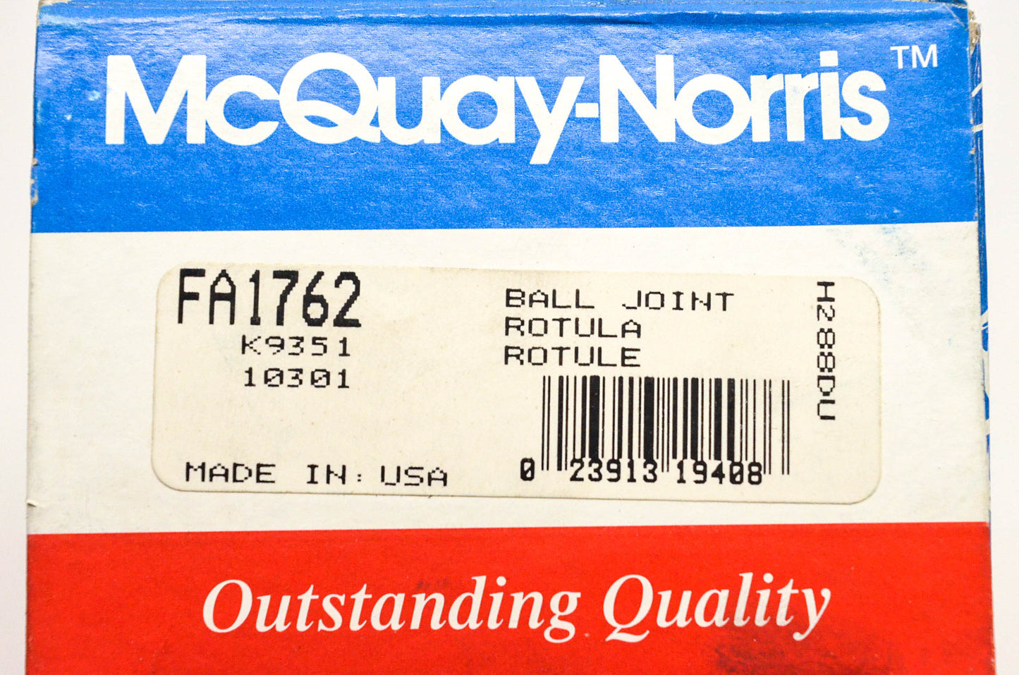 McQuay-Norris FA1762, K9351, 10301 Ball Joint Kit NOS