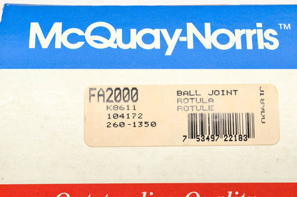 McQuay-Norris FA2000, 104172, K8611T Ball Joint Kit NOS