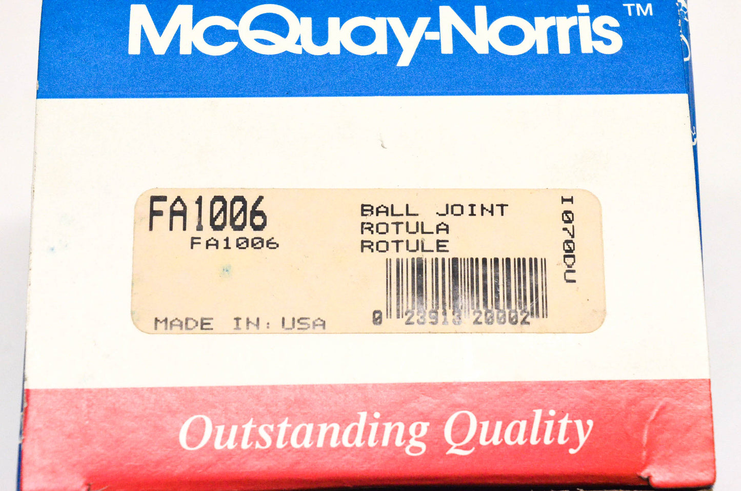 McQuay-Norris FA1006 Front Lower Ball Joint Kit NOS