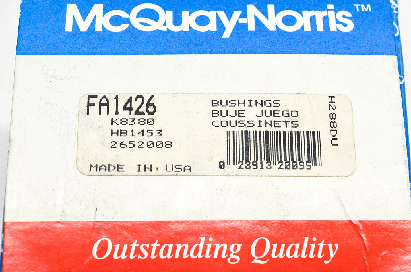 McQuay-Norris FA1426, K8380, 2652008 Front Suspension Bushing Kit NOS