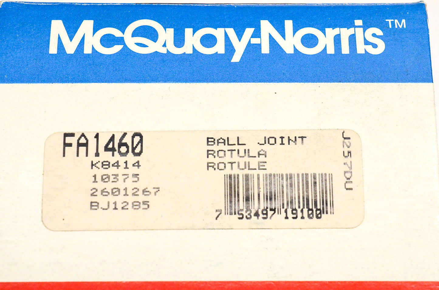 McQuay-Norris FA1460, K8414, 2601267 Ball Joint Kit NOS