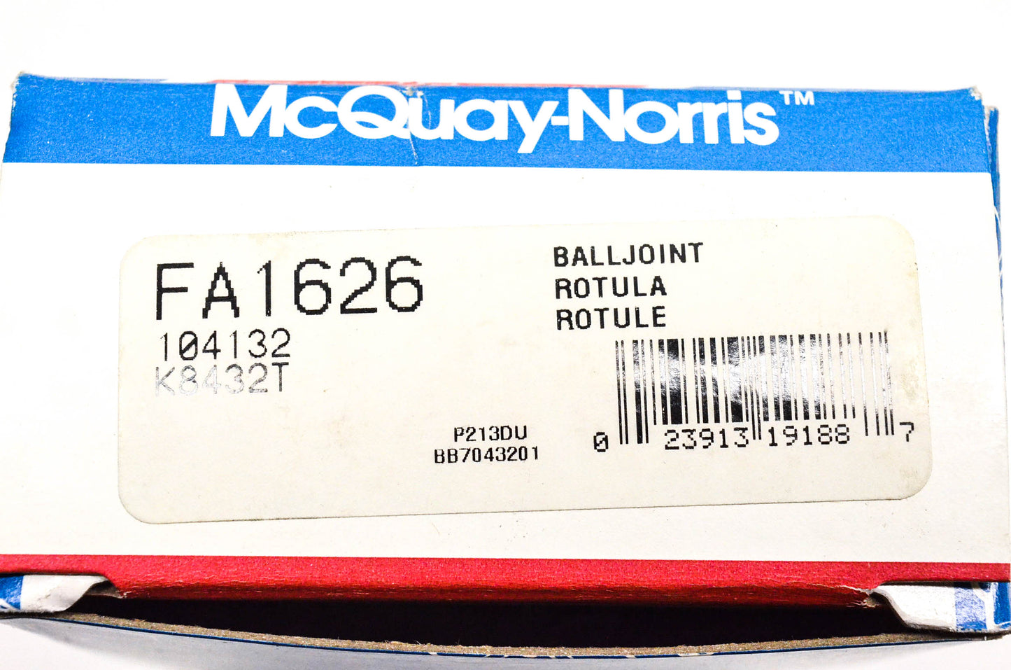 McQuay-Norris FA1626, K8432T Front Upper Ball Joint Kit NOS