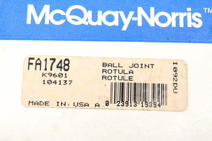 McQuay-Norris FA1748, K9601, 104137 Front Lower LH RH Ball Joint Kit NOS