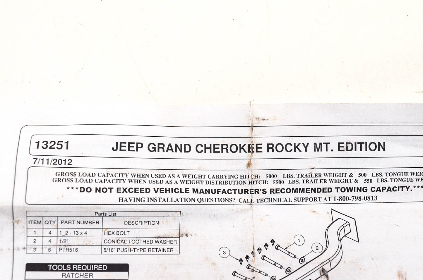 Curt 13251 Trailer Hitch Hardware Kit NOS