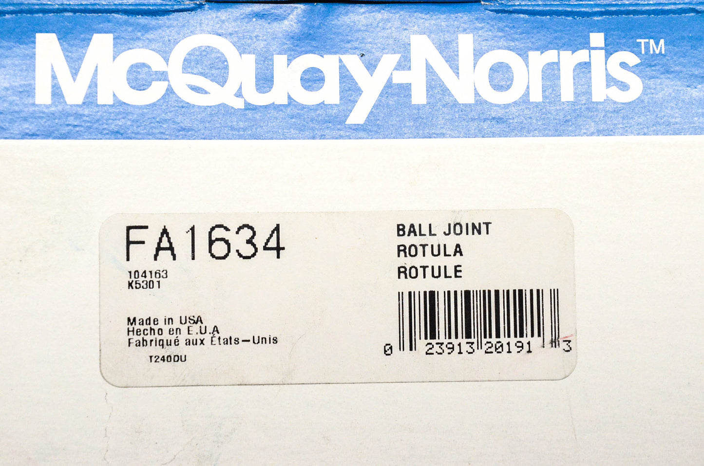 McQuay-Norris FA1634, 104163, K5301 Ball Joint Kit NOS