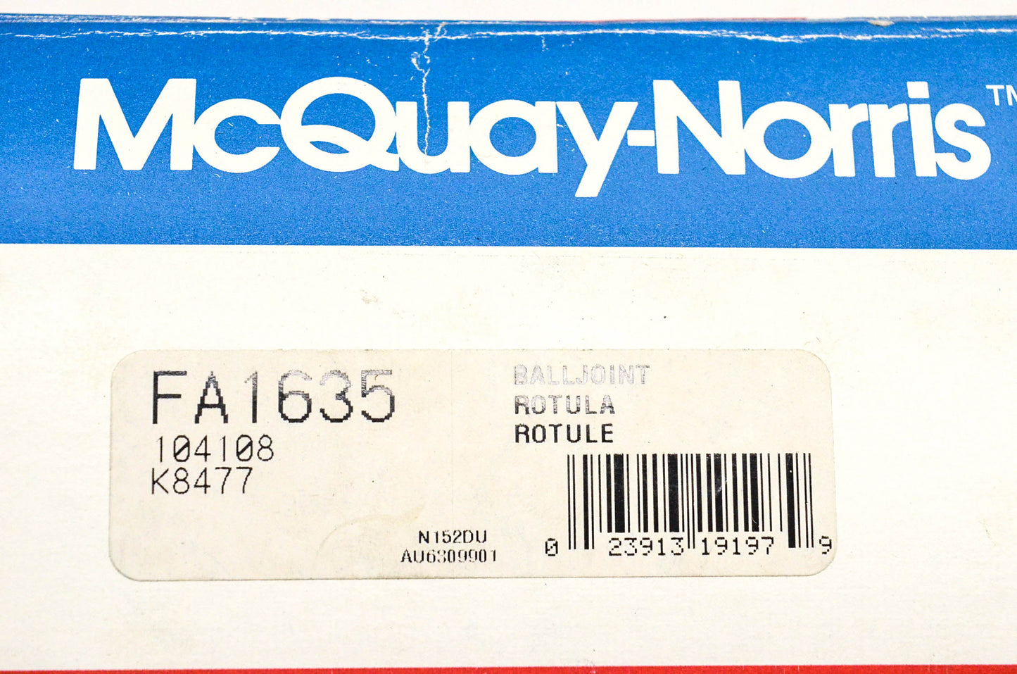 McQuay-Norris FA1635, 104108, K8477 Ball Joint Kit NOS