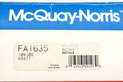 McQuay-Norris FA1635, 104108, K8477 Ball Joint Kit NOS