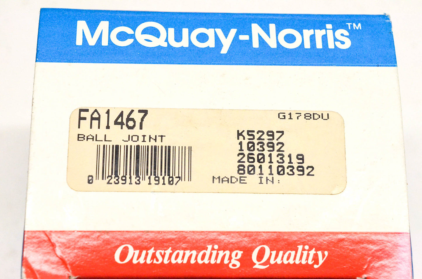 McQuay-Norris FA1467, K5297, 2601319 Ball Joint Kit NOS