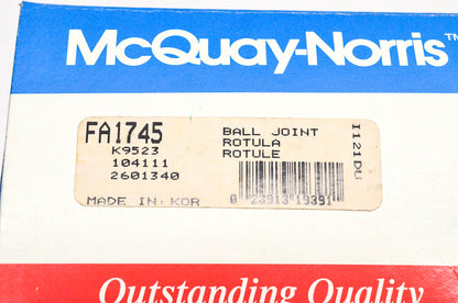 McQuay-Norris FA1745, K9523, 2601340 Right Lower Ball Joint Kit NOS