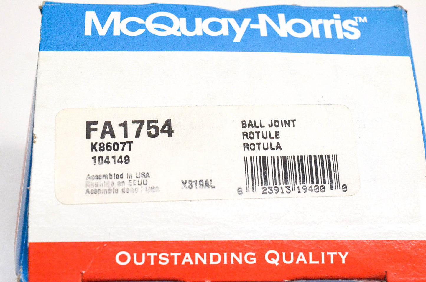 McQuay-Norris FA1754, K8607T, 104149 Ball Joint Kit NOS