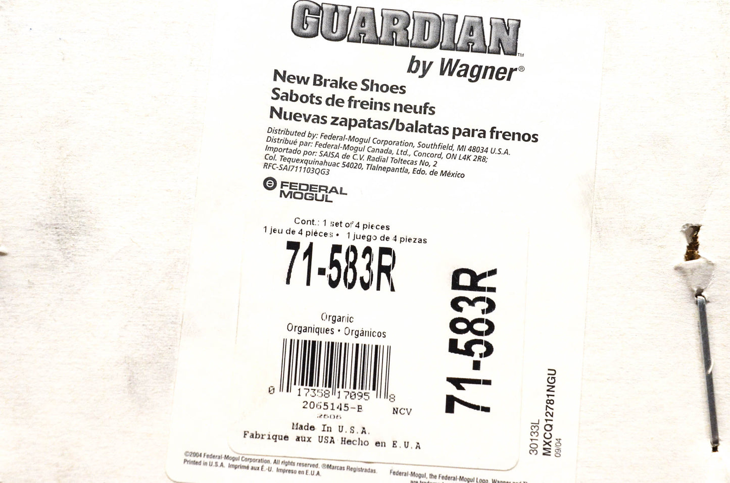 Wagner 71-583R Guardian Brake Shoe Kit NOS