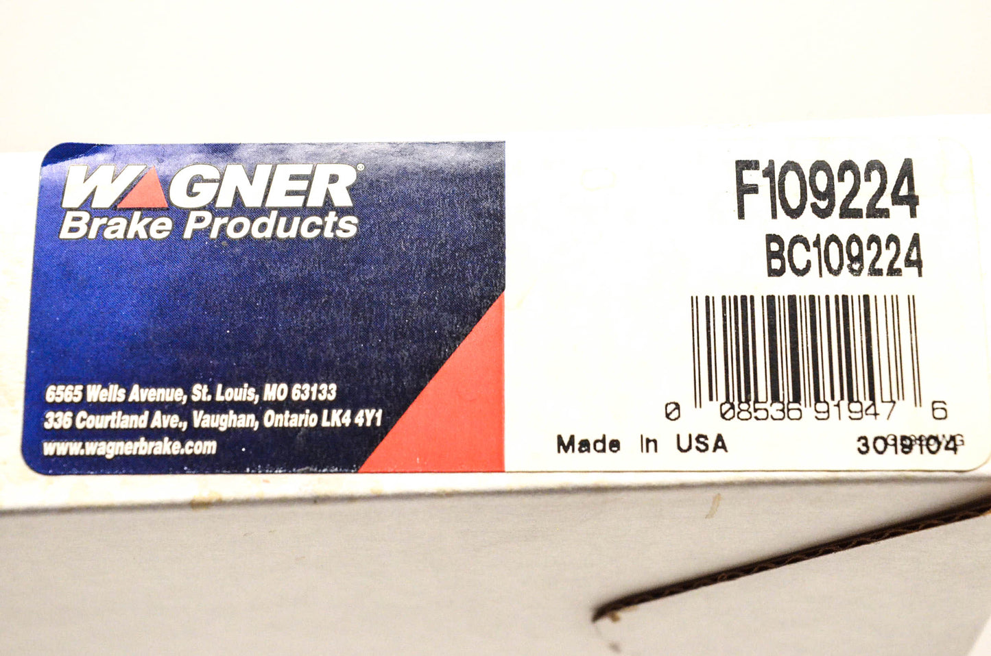 Wagner BC109224, F109224 Parking Brake Cable NOS