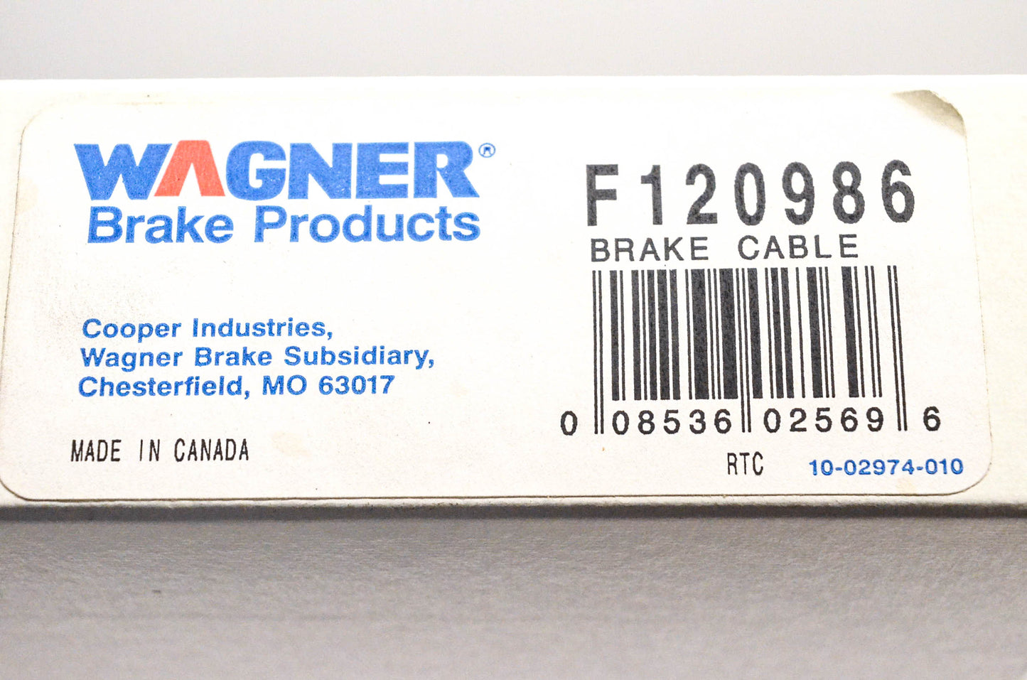Wagner F120986 Brake Cable NOS