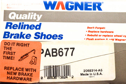 Wagner PAB677 Relined Brake Shoe Kit NOS