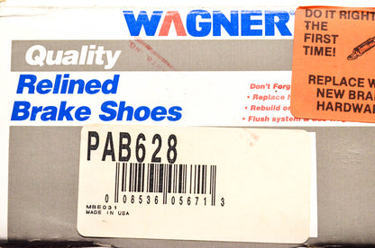 Wagner PAB628 Relined Brake Shoe Kit NOS