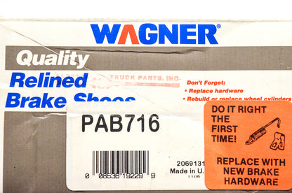 Wagner PAB716 Relined Brake Shoe Kit NOS