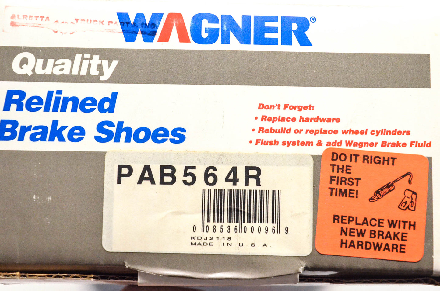 Wagner PAB564R Relined Brake Shoe Kit NOS