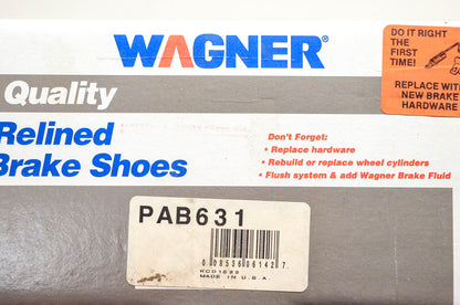 Wagner PAB631 Relined Brake Shoe Kit NOS