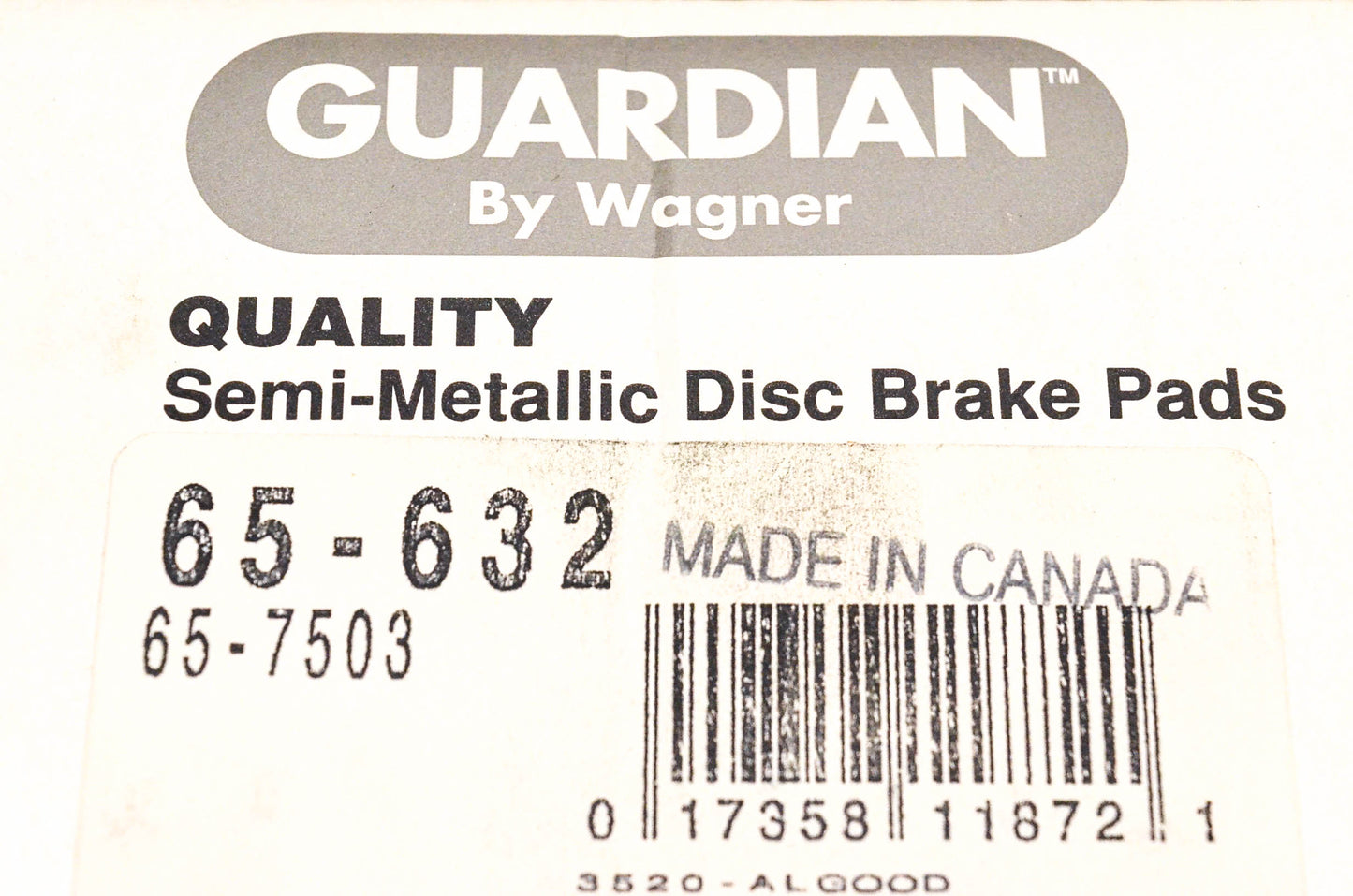 Wagner 65-632, 65-7503 Guardian Semi Metallic Disc Brake Kit NOS