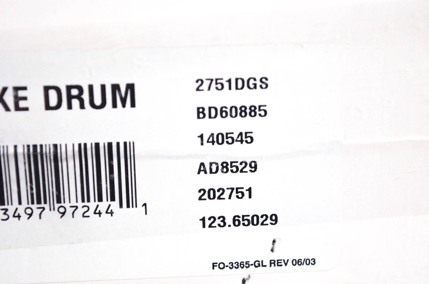 Aimco 1018975C, 2751DGS, 140545 Brake Drum NOS