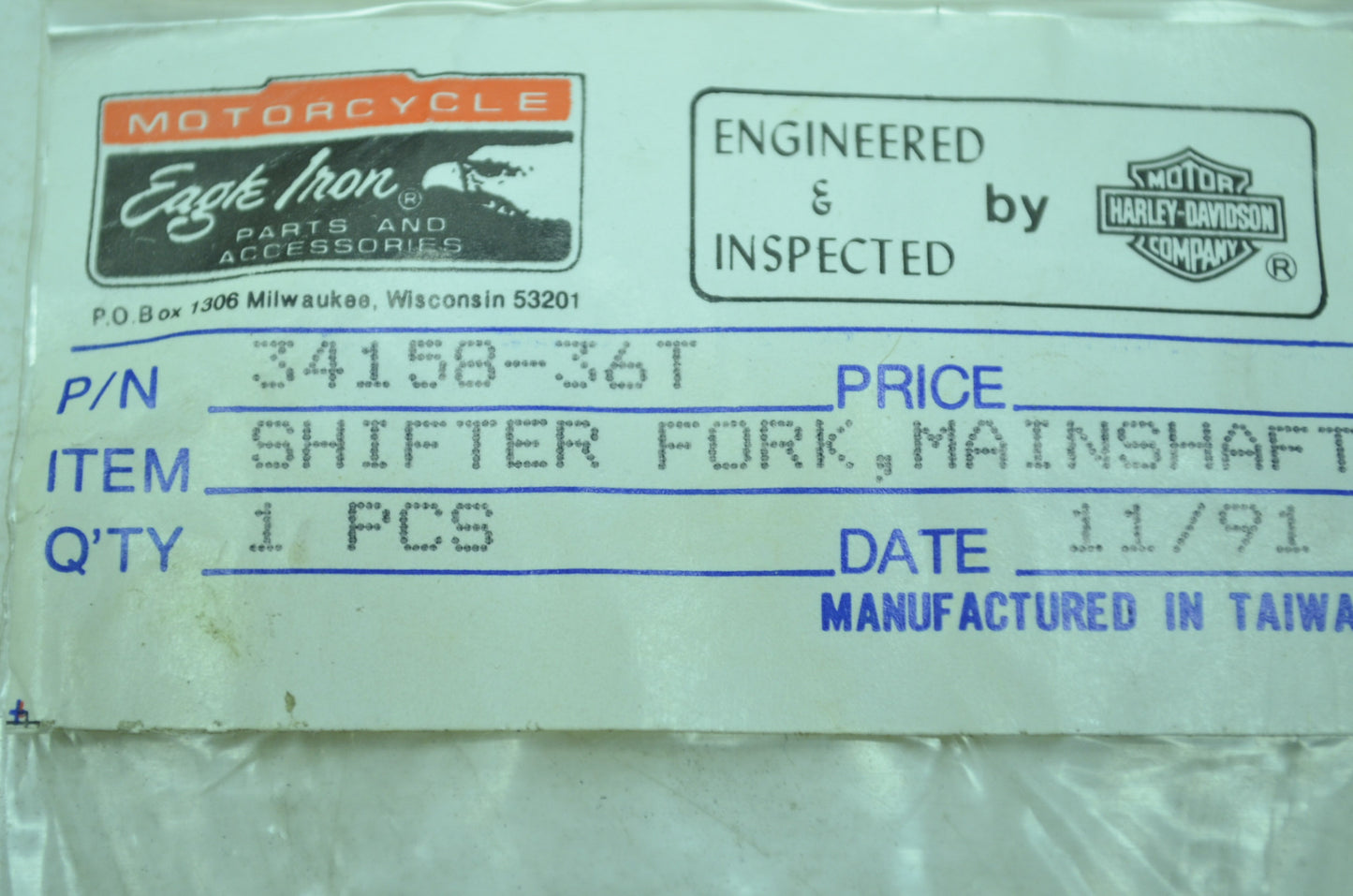 OEM Harley-Davidson 34158-36T Mainshaft Shift Fork NOS