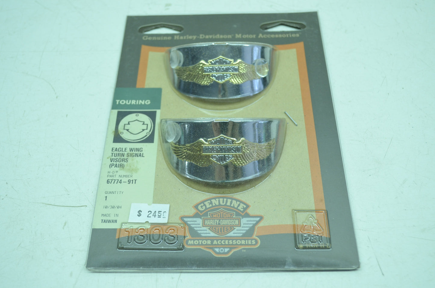 NEW OEM Harley Davidson Turn Signal Visor Gold Eagle Wing 67774-91T NOS