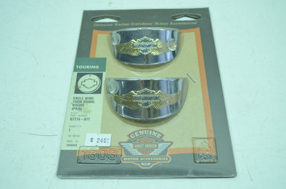 NEW OEM Harley Davidson Turn Signal Visor Gold Eagle Wing 67774-91T NOS