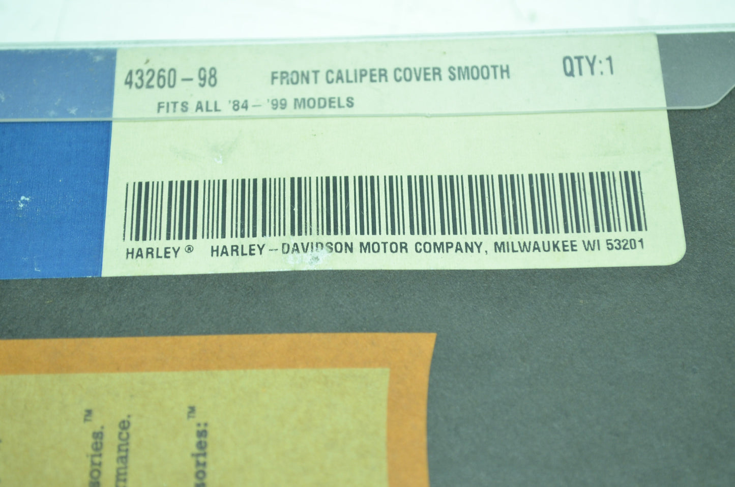 NEW OEM Harley Davidson Caliper Cover 43260-98 NOS