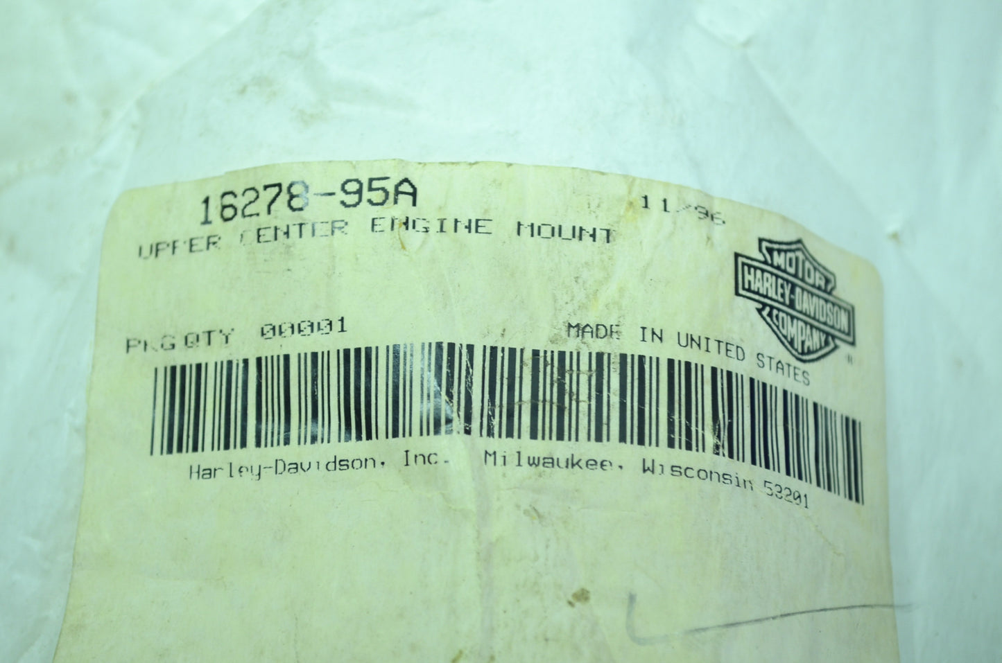 OEM Harley-Davidson 16278-95A Upper Center Engine Mount NOS