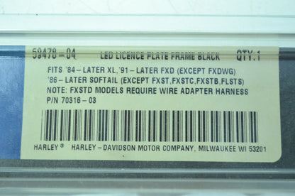 NEW OEM Harley Davidson LED License Plate Frame Black XL FXD Softail 59478-04 NO
