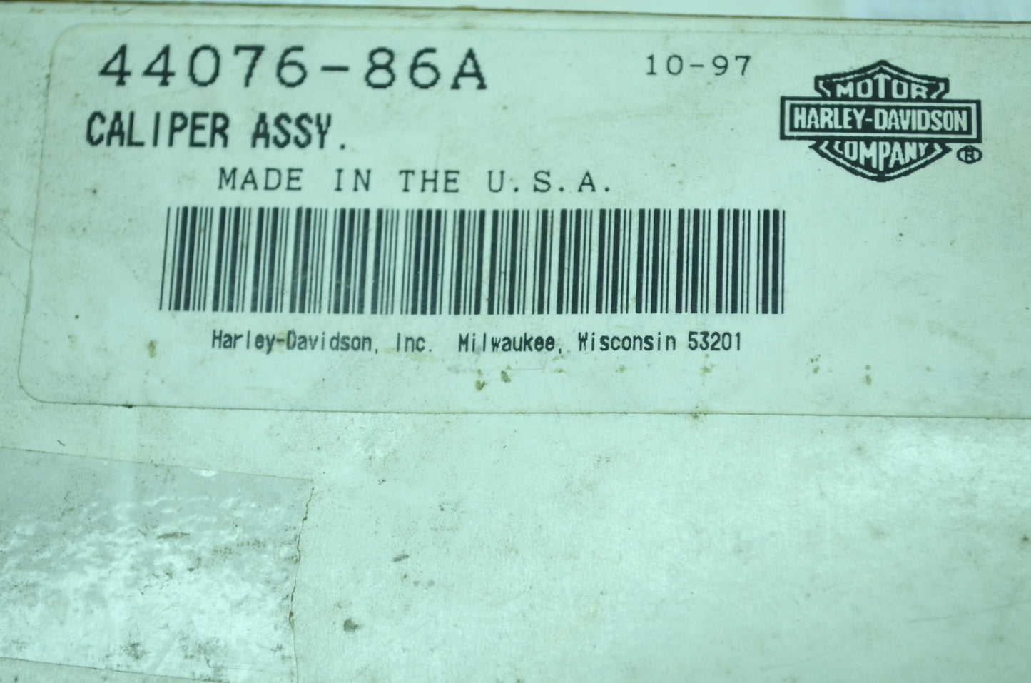OEM Harley-Davidson 44076-86A Black Caliper Assembly NOS