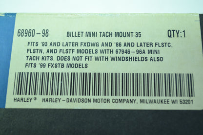 NEW OEM Harley Davidson Billet Tach Mount 85 & Up FLSTC 68960-98 NOS