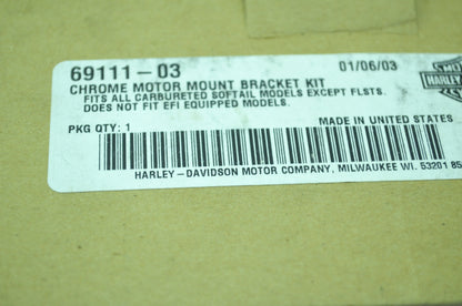 OEM Harley-Davidson 69111-03 Chrome Motor Mount Bracket Kit NOS