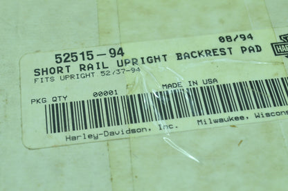 NEW OEM Harley Davidson Short Rail Backrest Pad FLSTN 52515-94 NOS