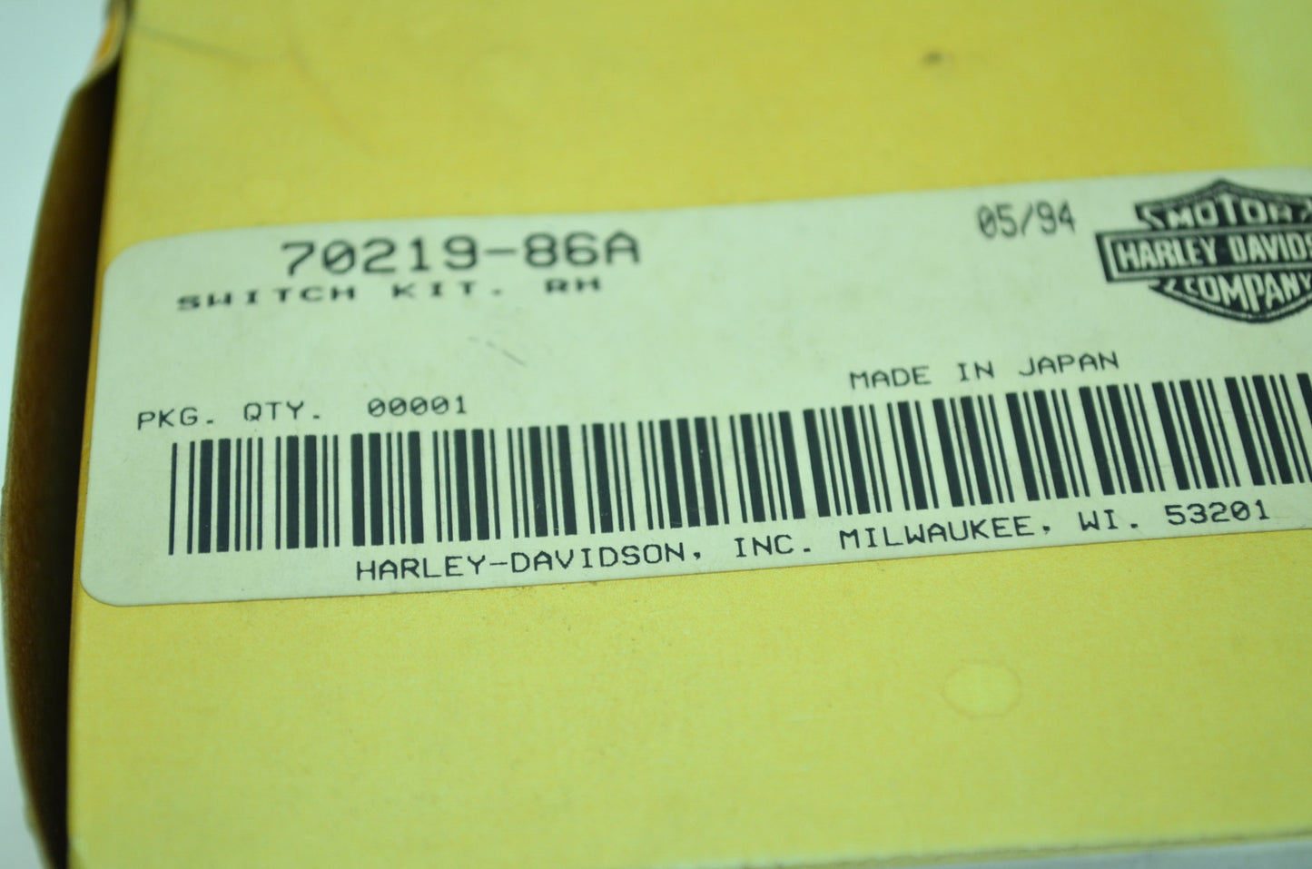 OEM Harley-Davidson 70219-86A Right Hand Switch Kit NOS