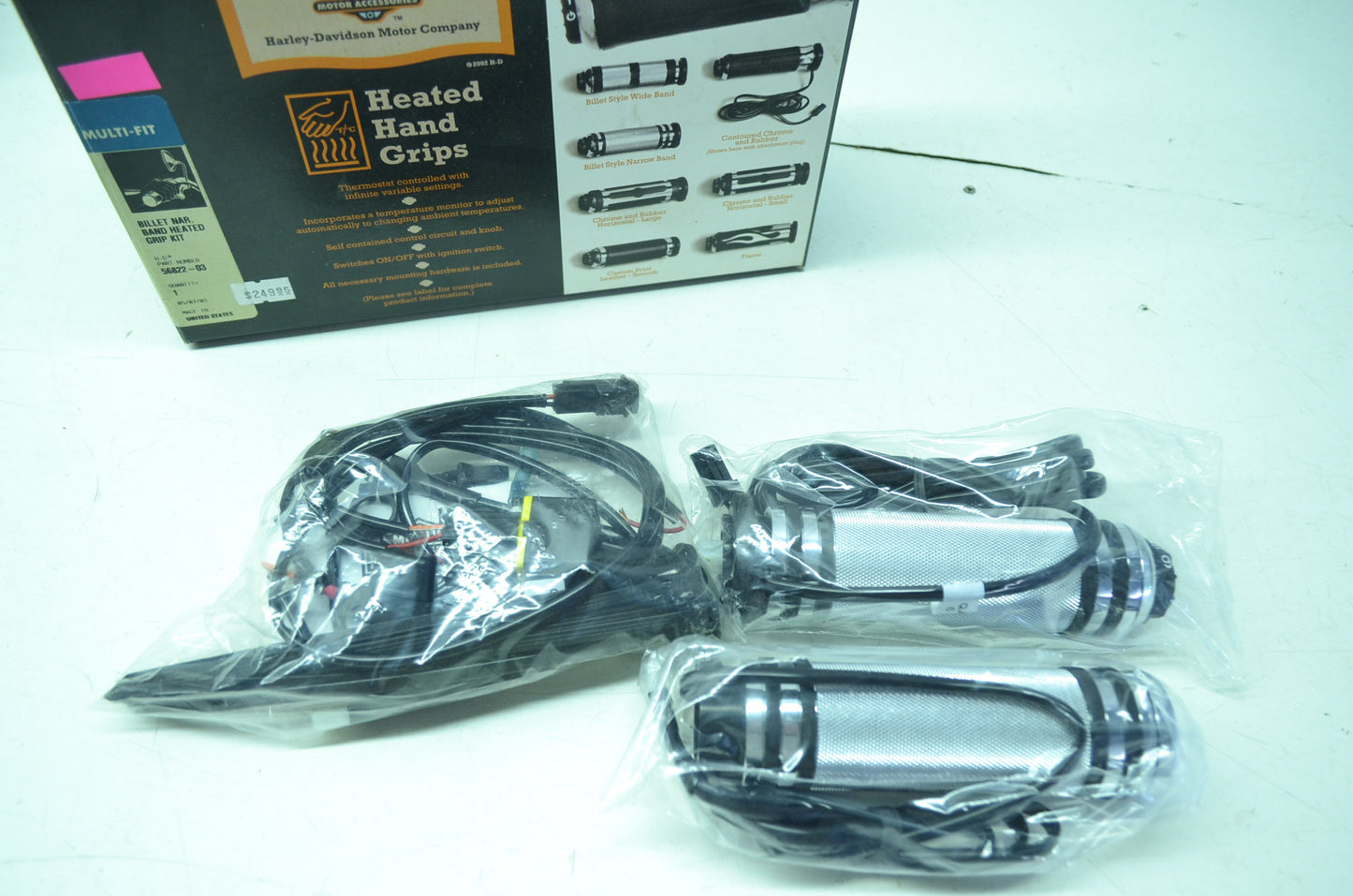 NEW OEM Harley Davidson Heat Hand Grip Kit Billet Narrow Style 56822-03 NOS