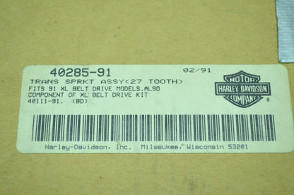 OEM Harley-Davidson 40285-91 Transmission Sprocket Kit 27T NOS