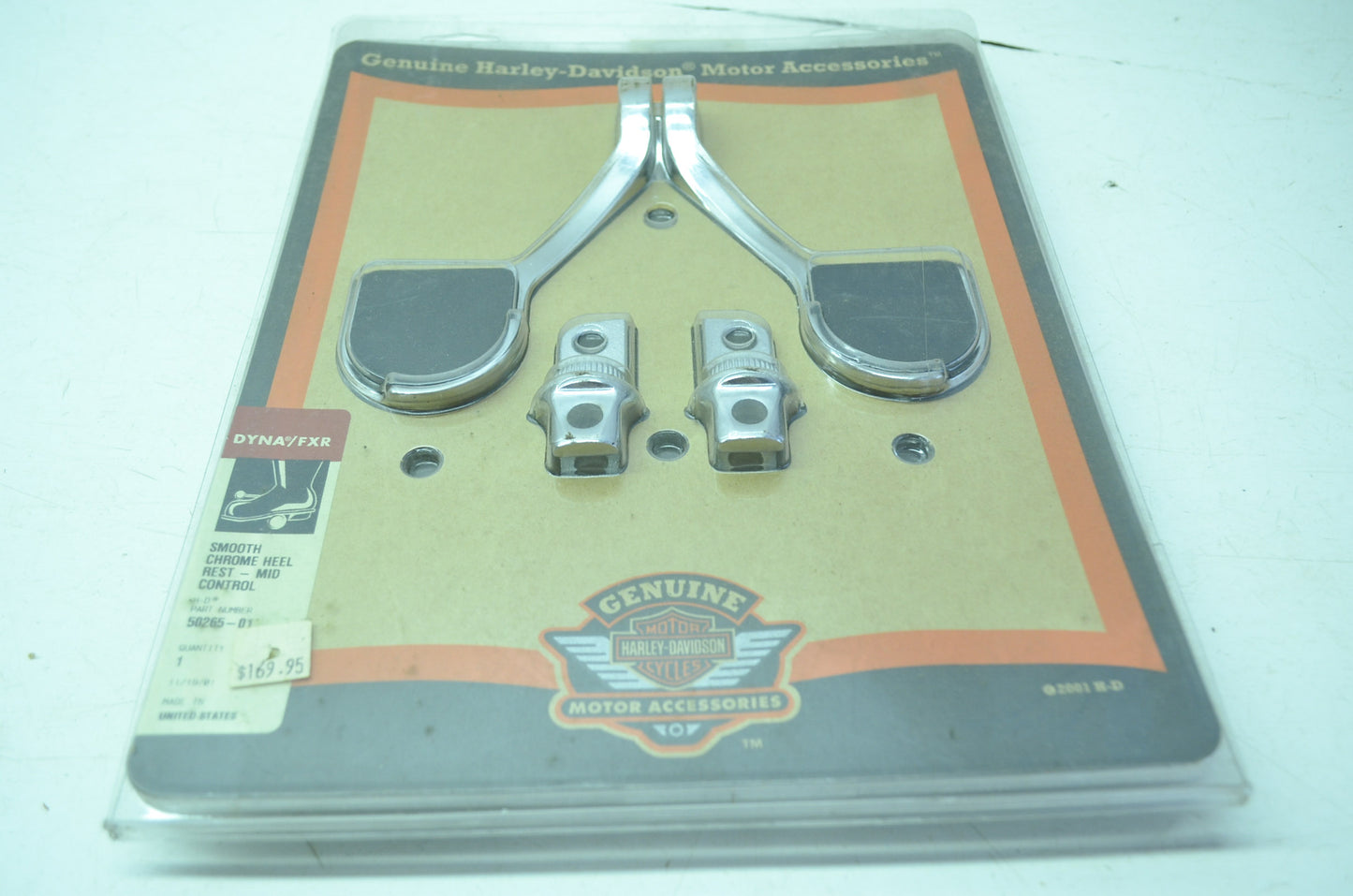OEM Harley-Davidson 50265-01 Smooth Chrome Heel Rest Kit NOS
