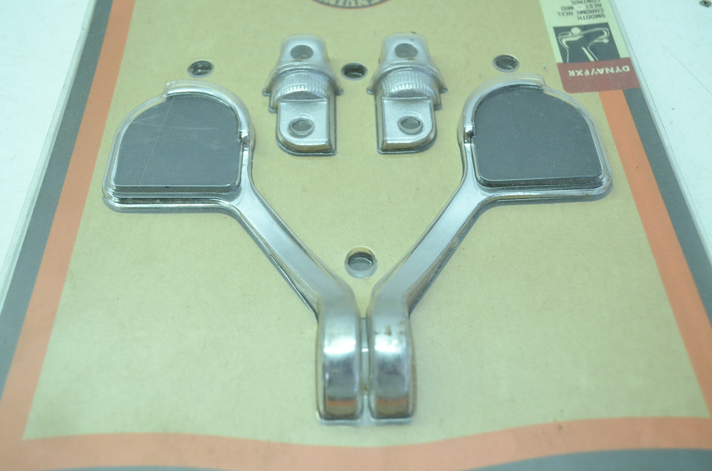 OEM Harley-Davidson 50265-01 Smooth Chrome Heel Rest Kit NOS