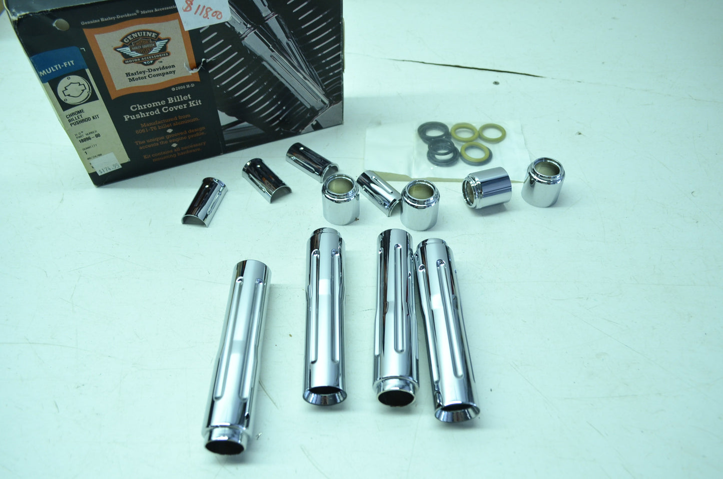 NEW OEM Harley Davidson Chrome Billet Pushrod Cover Kit 18096-00 NOS