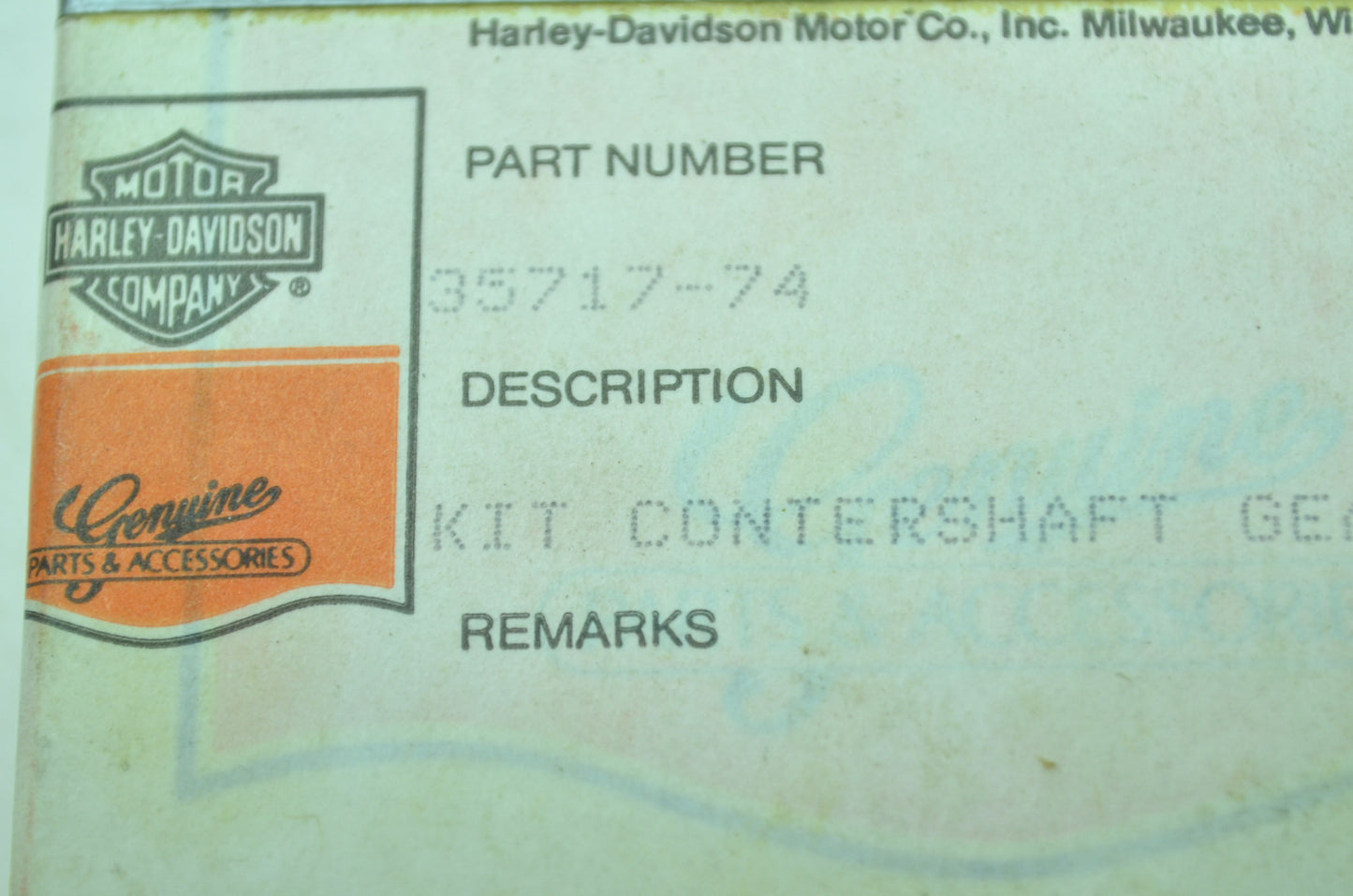 OEM Harley-Davidson 35717-74 Countershaft Gear Kit NOS
