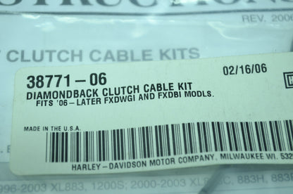 NEW OEM Harley Davidson Black Diamond Clutch Cable Braided 38771-06 NOS