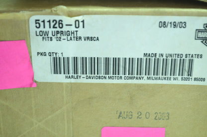 NEW OEM Harley Davidson Low Upright Kit Sissy Bar 51126-01 NOS
