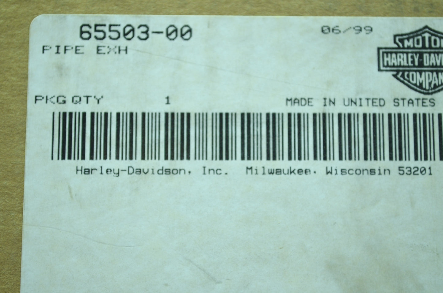 OEM Harley-Davidson 65503-00 Chrome Rear Exhaust Pipe NOS