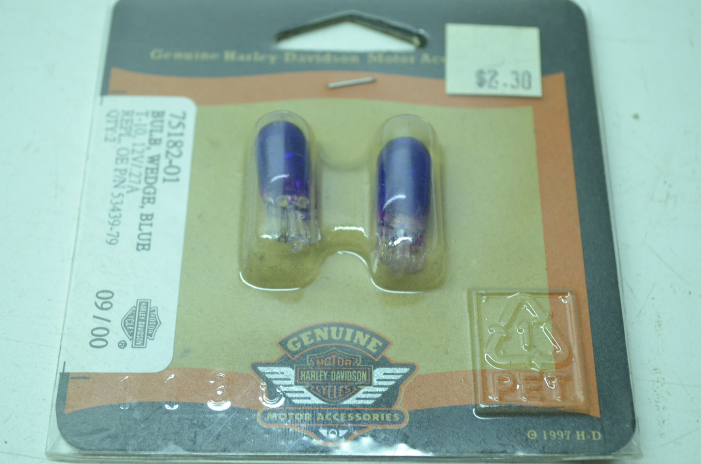 OEM Harley-Davidson 75182-01 Bulb Type T-3 1/4 #194 Blue NOS