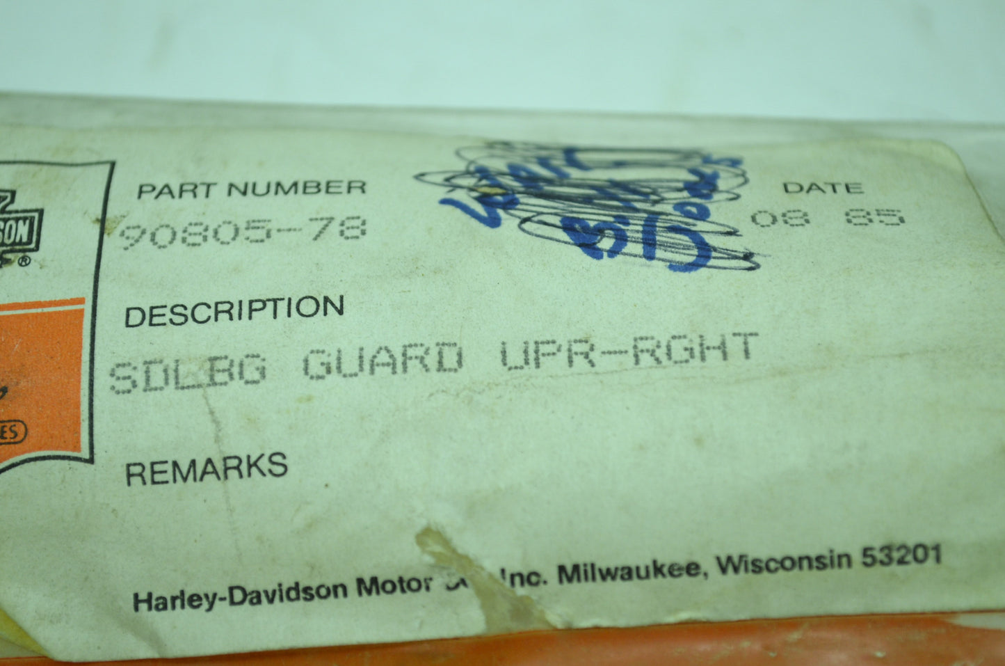 OEM Harley-Davidson 90805-78 Right Upper Saddle Bag Guard NOS