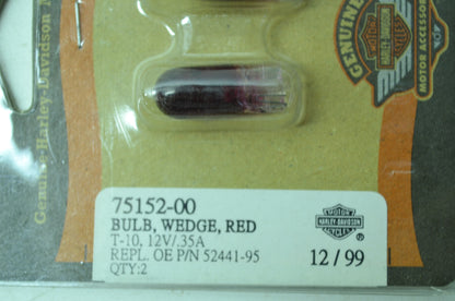OEM Harley-Davidson 75152-00 Bulb Type T-3 1/4 #168 Red NOS